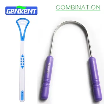 

2Pcs Tongue Scraper Set Cleaner Oral Hygiene Dental Toothbrush Tools Plastic Stainless Steel Perfect to Remove Bad Breath