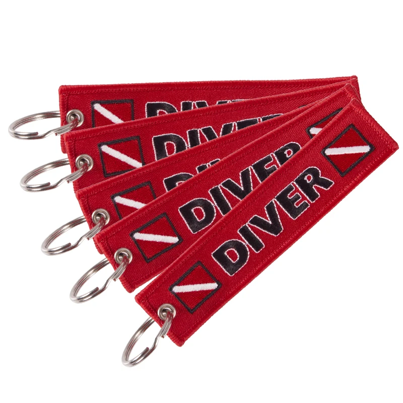 

Red Mobile Phone Strap Double-sided Embroidery Diver Keychain Bijoux for Motorcycles Porte Clef Key Ring Chain Mobile Straps