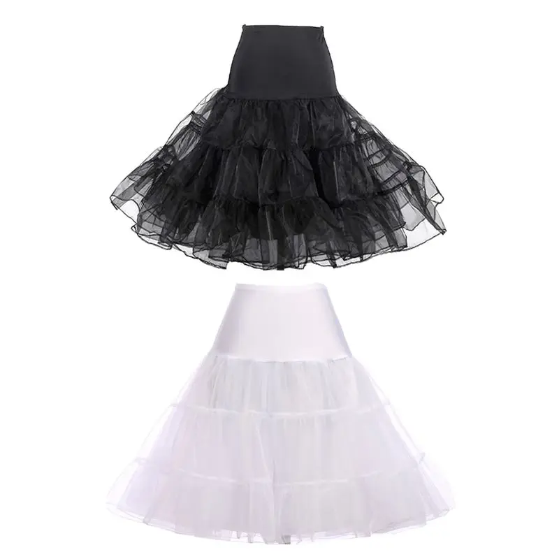 

Women Retro Package Hip A-line Hoopless Bridal Petticoat High Waist Flared Tiered Ruffles Fishtail Crinoline Tutu Underskirt S-X