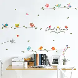 Красочные Птицы стеновые наклейки для детей номеров домашний декор гостиной мультфильм наклейки на стену в виде животных ПВХ