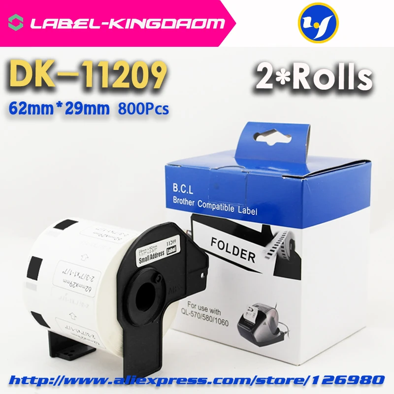 2 Rolls Совместимость dk-11209 этикетки 62 мм* 29 мм совместимый для принтера брат этикетки все приходят с Пластик держатель 800 шт./roll