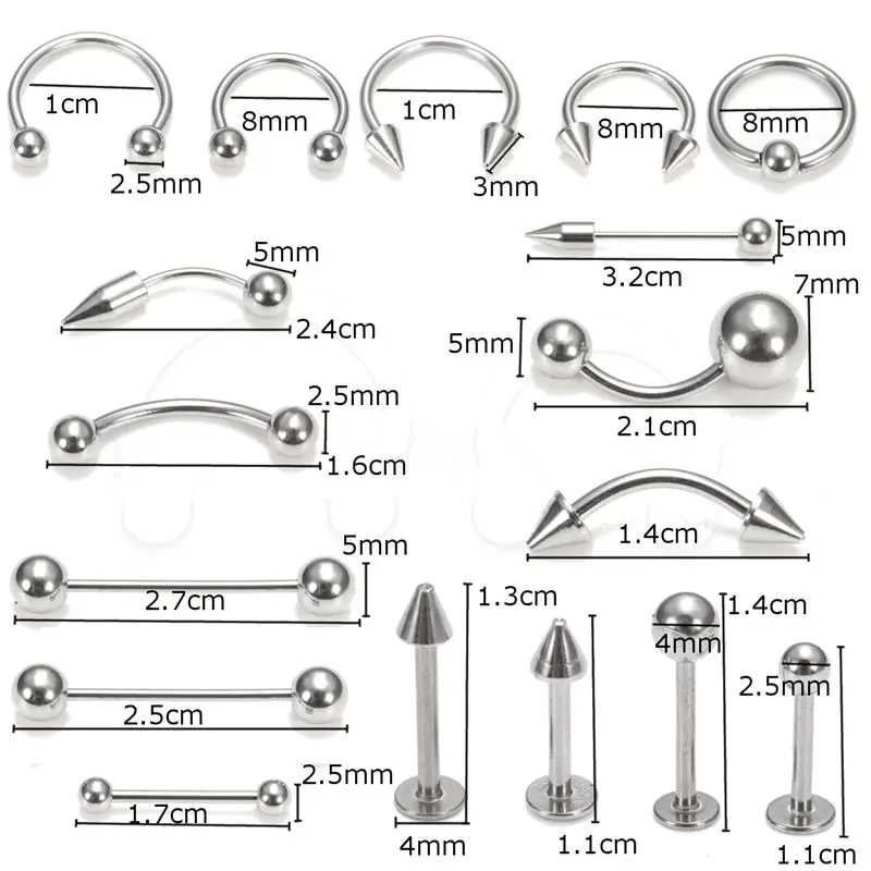 85 шт./компл. смешанный нос губы брови приндлежности для пирсинга языка в плену бисера нательное пирсинг-кольцо ювелирные изделия из нержавеющей стали Seg мужчины t кольцо для мужчин женщин