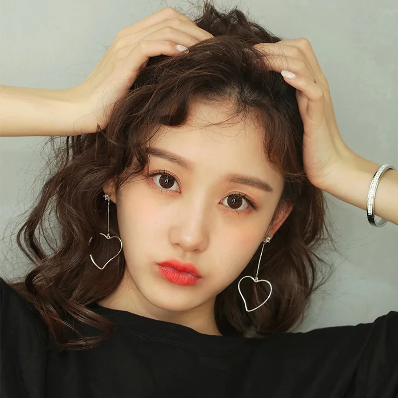 big heart star cz earring 100% 925 Sterling silver Jewelry fashion Hypoallergenic Stud earrings for women gift pendant