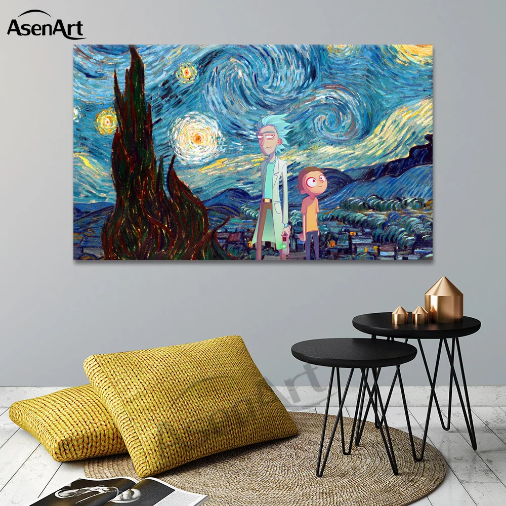 

Wall Art Cartoon Rick and Morty Canvas Print Poster Painting Modern Pictures for Living Room Kids Baby Home decor hogar nordico
