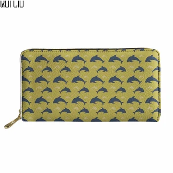 

Customized Women Leather Wallet Fashion DOLPHIN Big Capacity Bags Cell Phone Pocket Ladies Purses Female Standard Wallets 2018