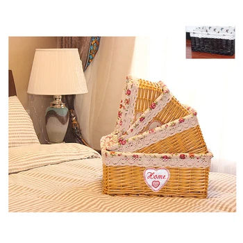 

Pastoral Wicker Storage Basket Craft Ornaments Retro Desk Art Sundries Storage Basket Home Decor Accessories Living Room Gifts