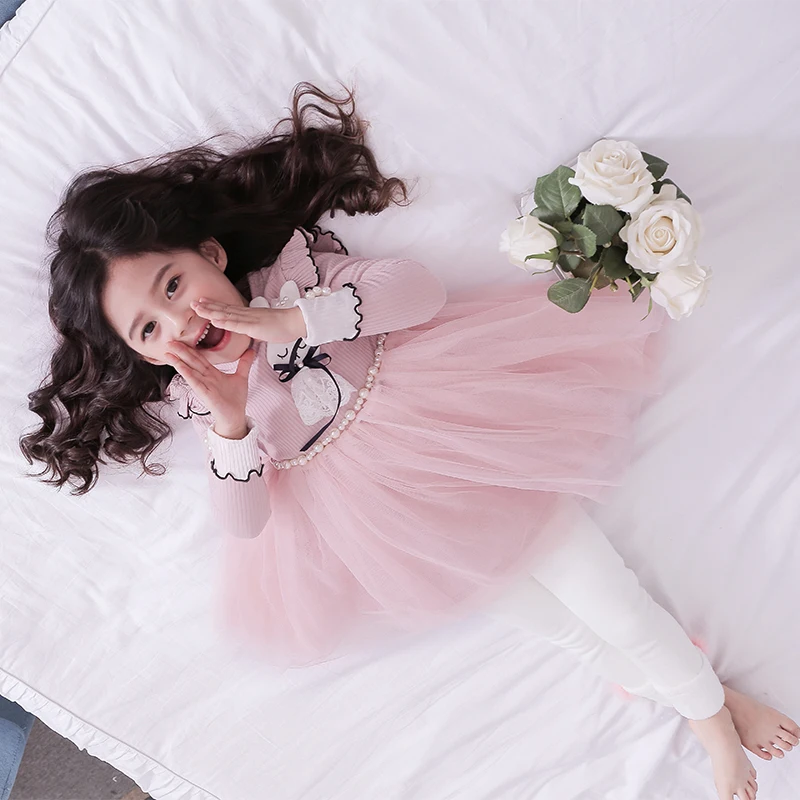 

2018 Easter Bunny Dress Cute Pink Fashion Baby Girls Clothes Rabbit Clothing Flutter Sleeves Age5678910 11 12 13 14 Years old