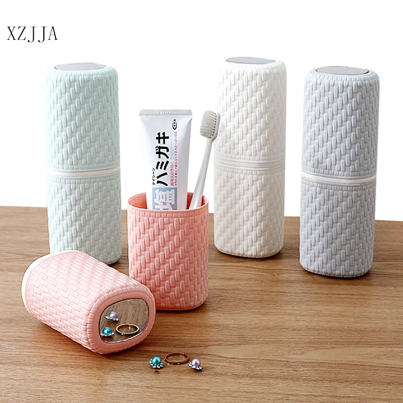 

XZJJA 1pcs Tooth Brush Storage Box Portable Travel Toothbrush Toothpaste Organizer Tableware Fork Spoons Protect Container