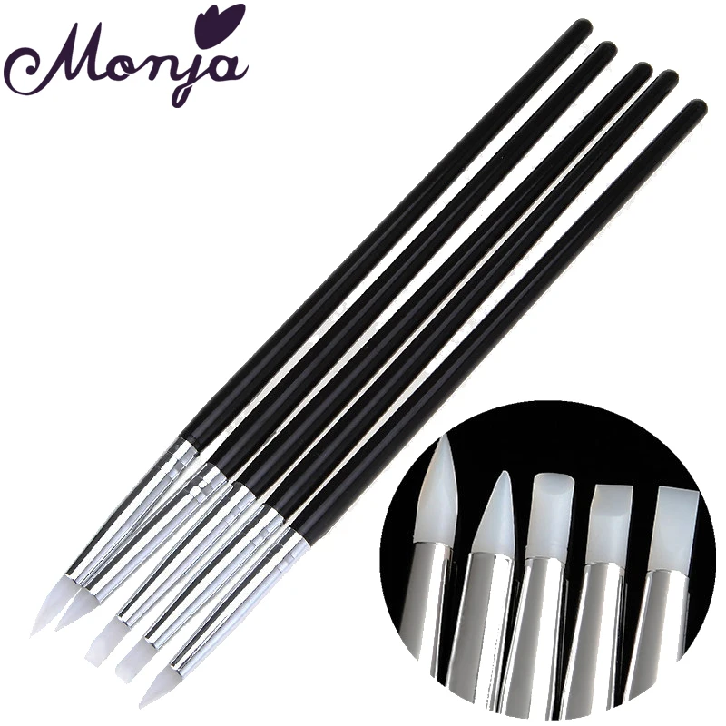 

Monja Nail Art Silicone Sculpture Pen Set Acrylic Liquid Powder 3D Image Carving Shaping Baking Dotting DIY Painting Brush Kit