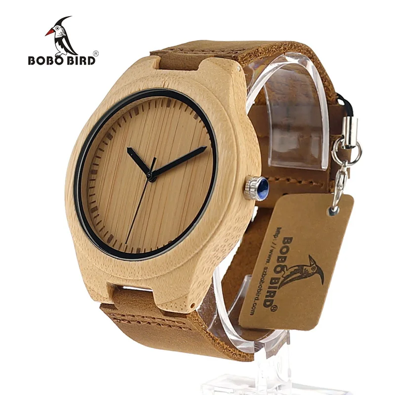 Бобо птица простота влюбленных деревянный Часы ручной работы бамбук кварцевые часы с кожаным ремешком для Для мужчин Для женщин как