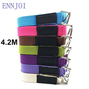 

7 Colors Yoga Belt 4.2M Fitness Exercise Yoga Belt Strap Adjustable D-Ring Belt Gym Waist Leg Fitness Yoga Belt