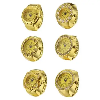 

20pcs/lot Gold Finger Ring Watch 9 Patterns MIXORDER Quartz Watch Clocks Round Elastic Finger Watch Rings Men Women's Gift
