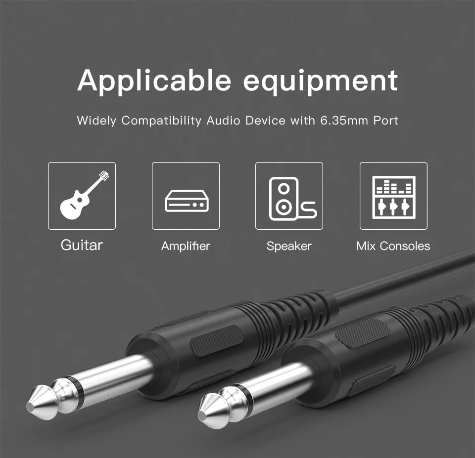 CHOSEAL 6.35mm Jack Male to Male Audio Cable for Mono Guitar Mixer Amplifier (5)