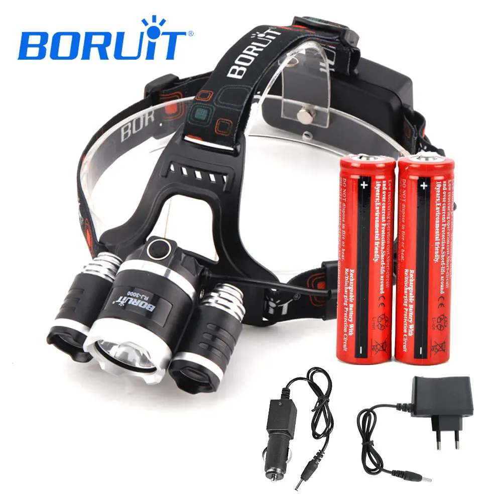 

Boruit XML L2 LED Headlight Rechargable Headlamp Waterproof Flashlight Forehead Camping Lanterns For Hunting Fishing Accessories