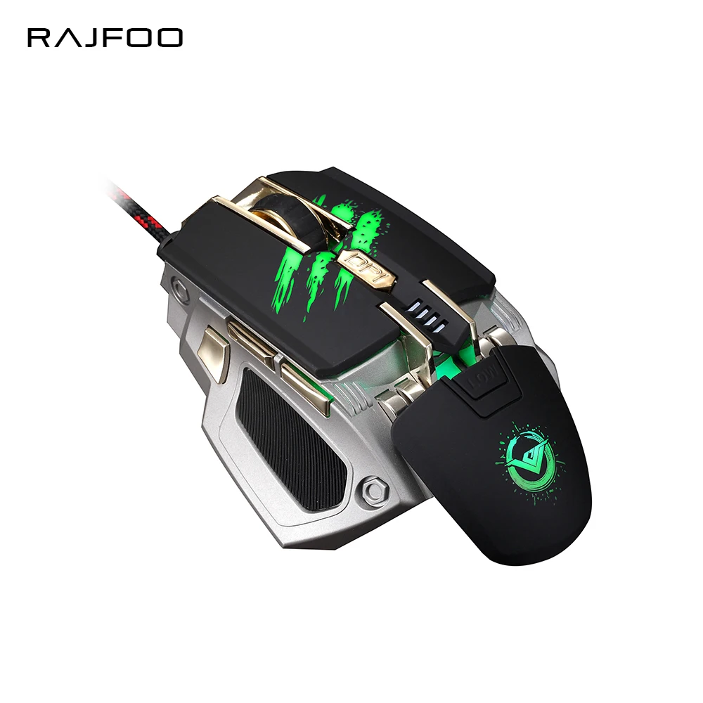 RAJFOO игровой Мыши 7 Ключи макро настройки usb проводом с цветов Дыхание Light 4000 Точек
