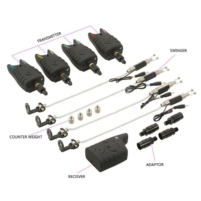 JY-57-SWK Рыбалка укуса сигнализации набор чувствительность оповещения звук настроить индикаторный звонок индикатор светильник мерцание открытый рыболовное оборудование