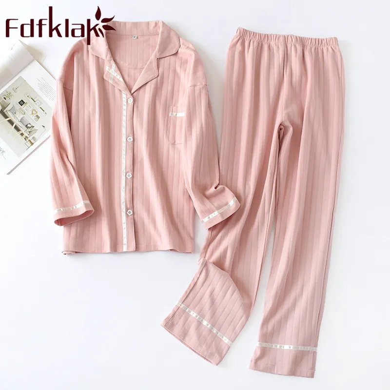 

Spring Autumn New Pajamas For Women Long Sleeve Pyjama Cotton Night Suits Sleep Lounge Pijamas Women Home Clothes Fdfklak