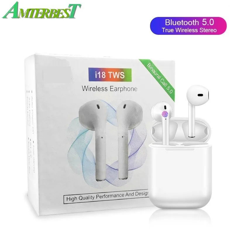 

AMTERBEST I18 TWS Touch Mini Wireless Earbuds Pk W1 Chip 1:1 Bluetooth Headphone Wireless Earphone Headset I20 I10 TWS HBQ