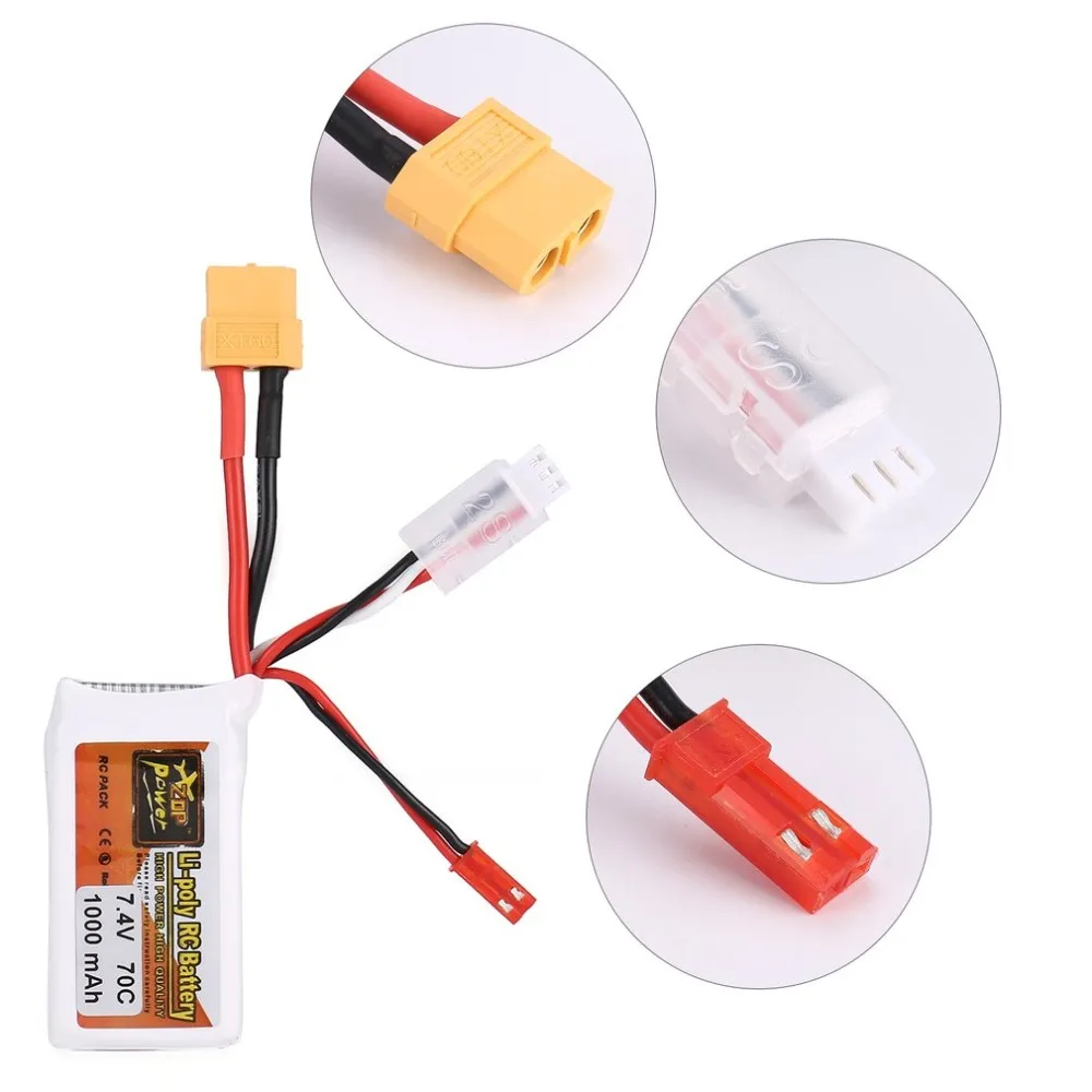 

ZOP Power 7.4V 75/70C 1100/450mAh 2S 1P Lipo Battery JST XT60 Plug Rechargeable For RC Racing Drone Helicopter Car Boat Model