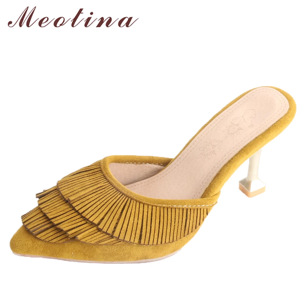 yellow tassel heels
