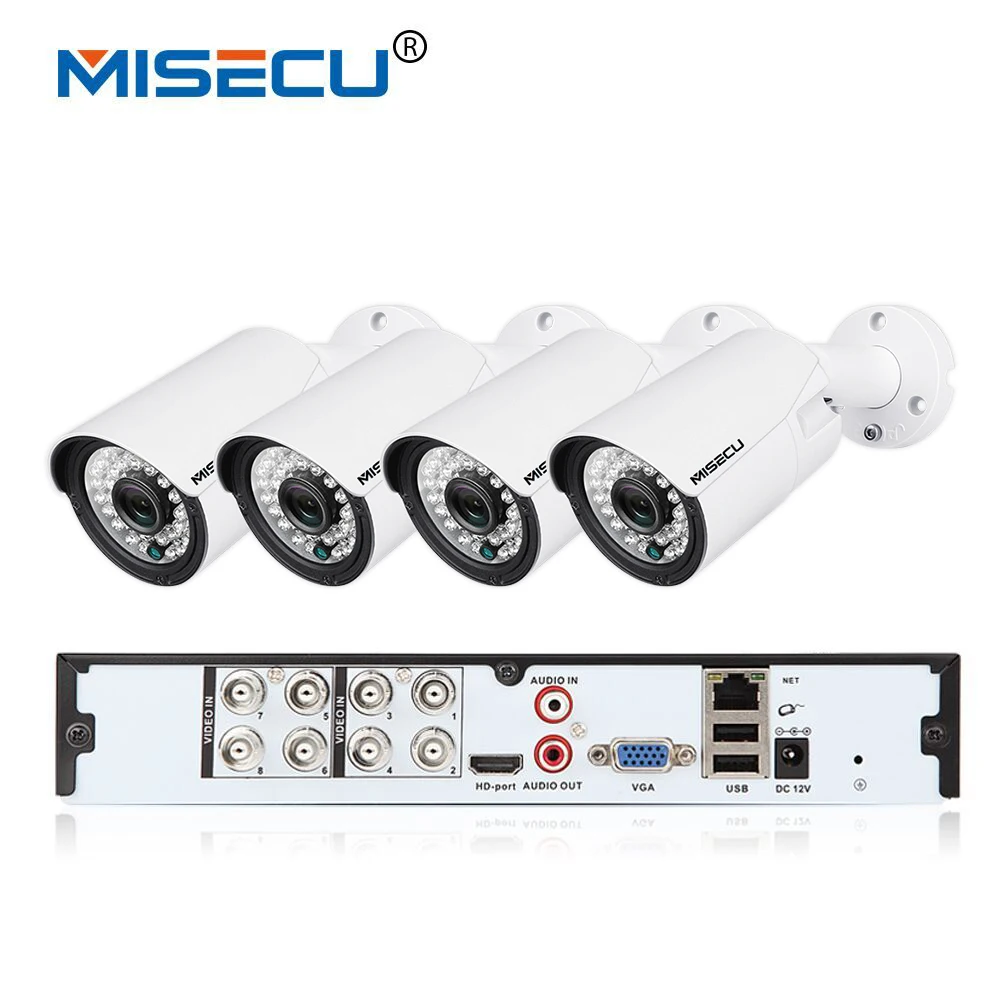 

MISECU Hot 8CH AHD-M DVR H.264 720P 4*720P IR Night vision Waterproof Camera Metal CCTV Security System XMEye VGA HDMI 1080P