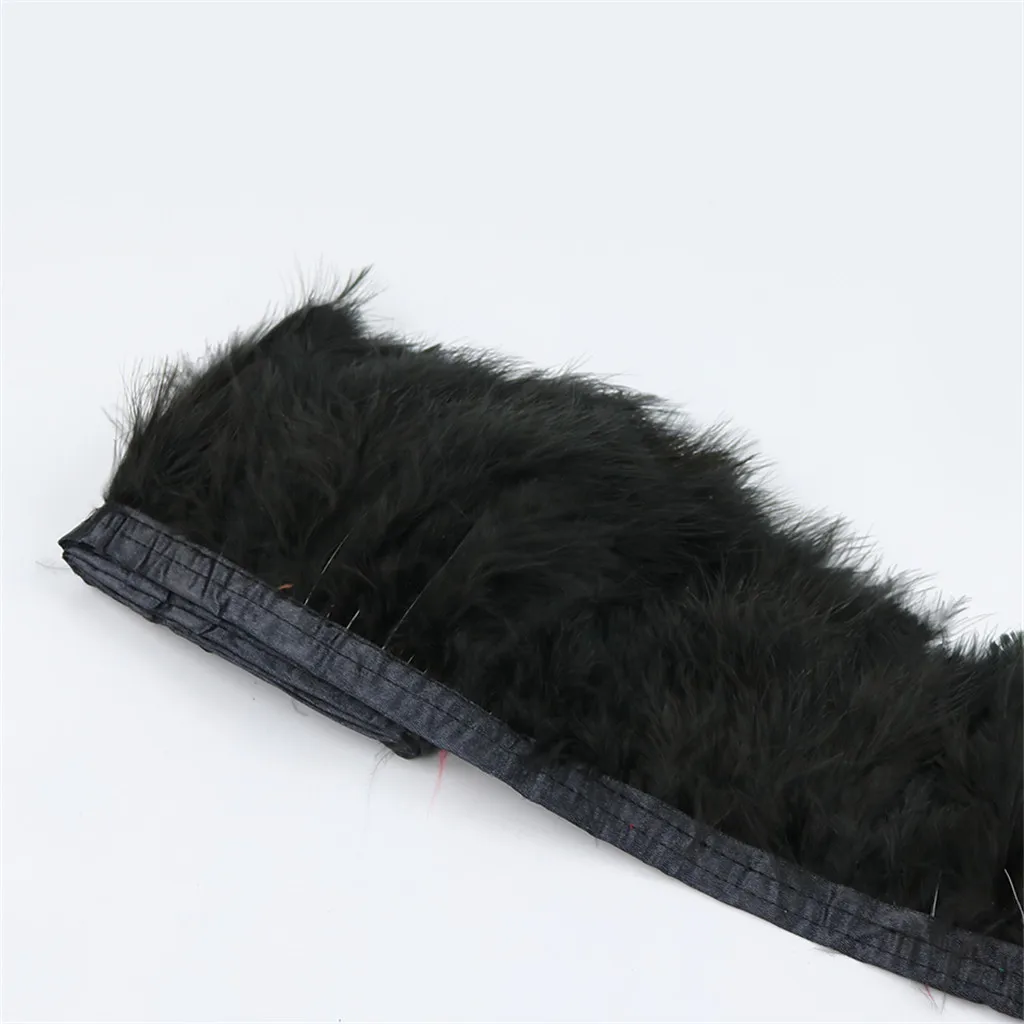 2 Pieces 2m Long Turkey Hackle Feather Fringe Trim 5-6 inch Width Multi Use for Home Wedding Party Sewing Decorating - Well-dyed
