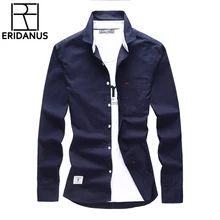 Primavera Verão 2018 Nova Camisa Dos Homens De Veludo de Alta Qualidade de Algodão Cor Sólida Slim-manga longa Camisas Casual Roupas de Marca M698