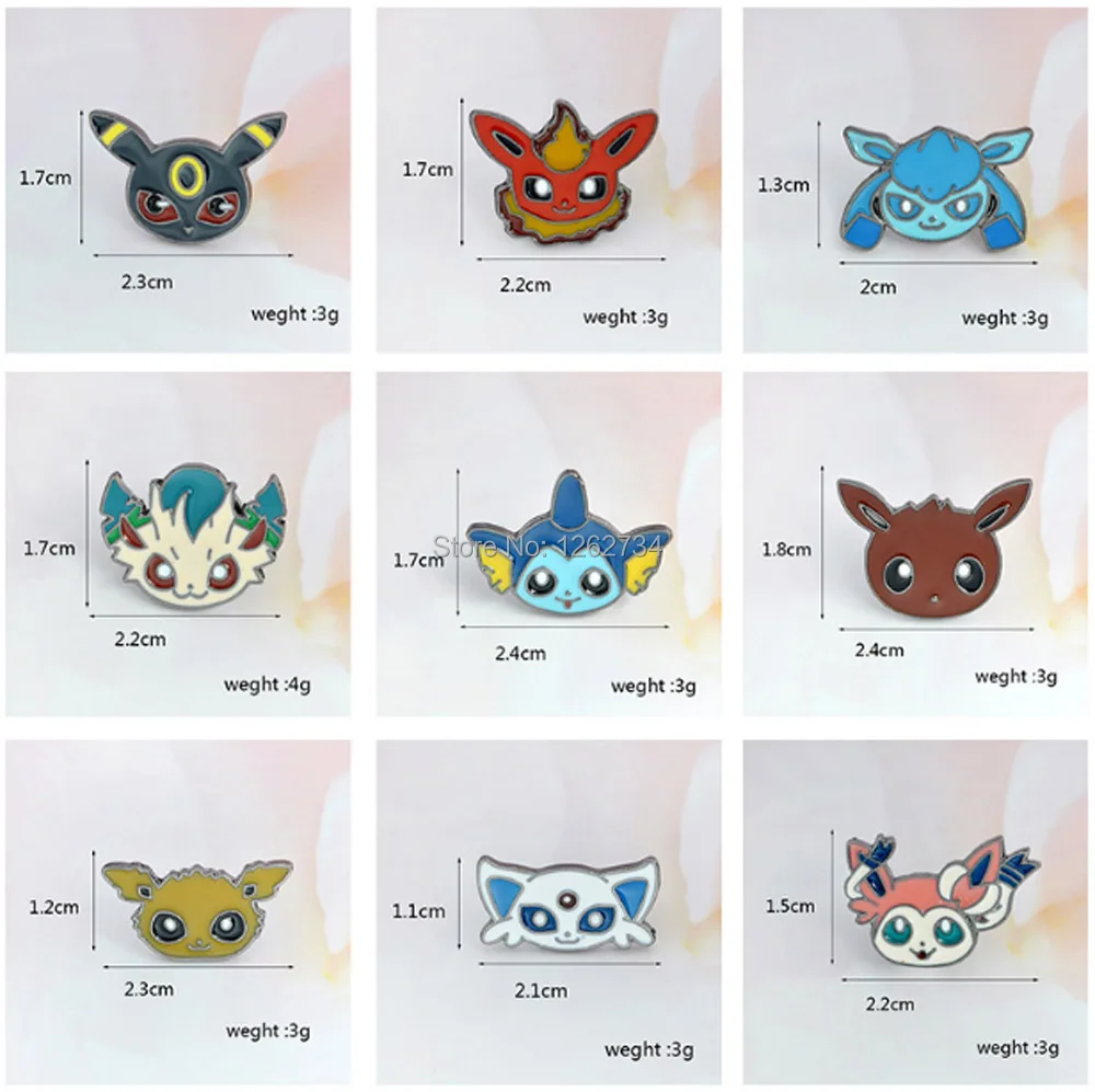 9 видов стилей Eevee Sylveon Umbreon vaporion Flareon Jolteon Espeon Glaceon Leafeon металлическая брошь фигурки