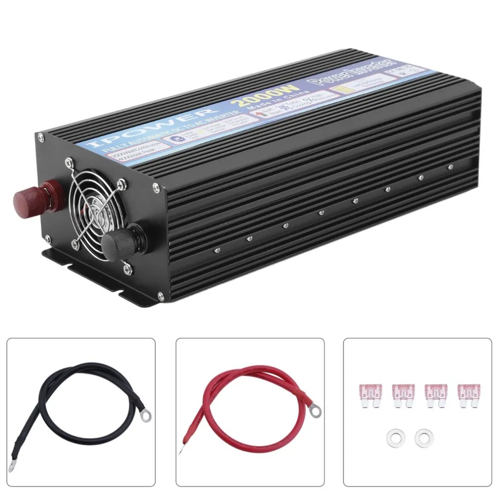 

2000W Car Power Inverter DC 12V To AC 230V Voltage Transformer Professional Modified Sine Wave Converter EU Plug aluminum alloy