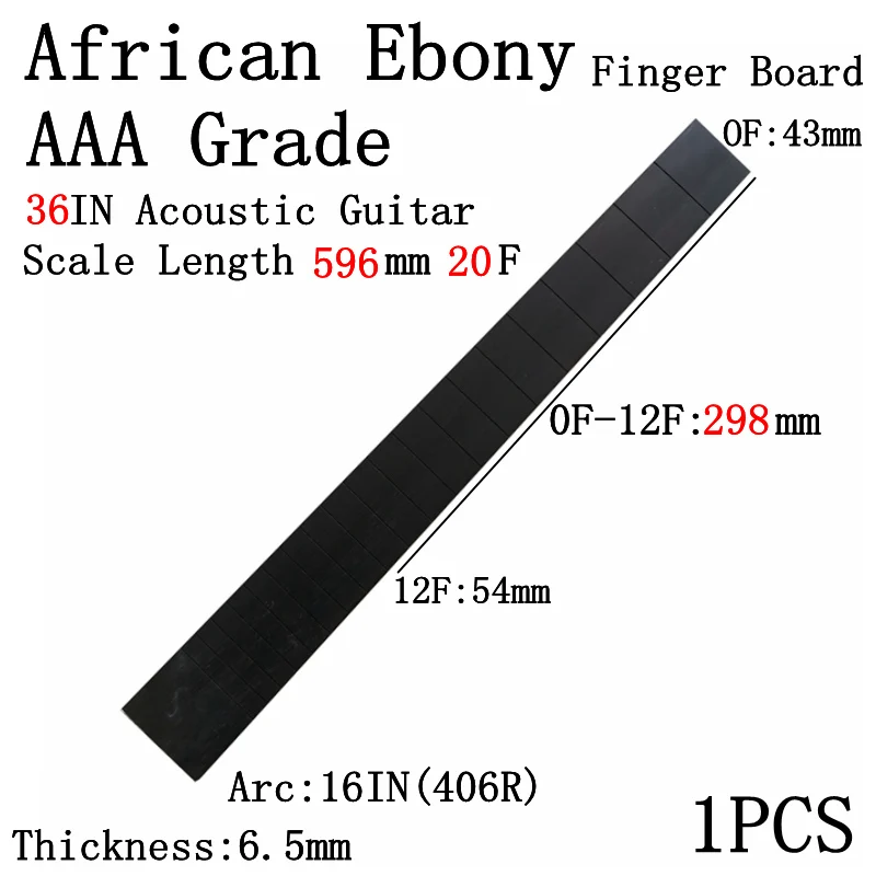 3A Африканский эбонитовый для акустической Гитары Электрический Гитары Классическая Гитары кленовым грифом Гитары делая Материал - Цвет: Scale Length596mm20F