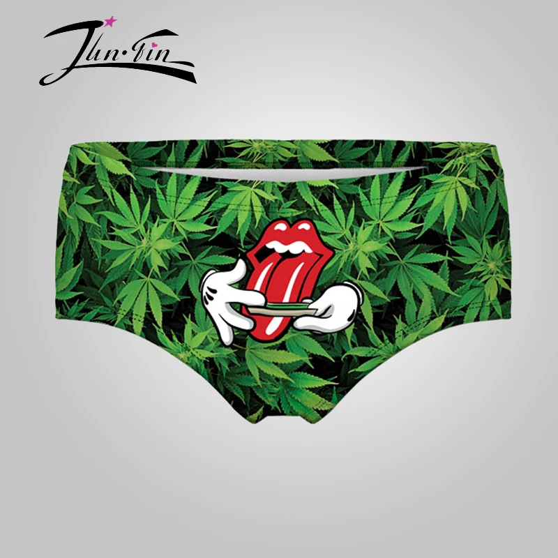 ROOL YOUR WEED 프린트 culotte femme 코튼 속옷 여성 팬티, 여성 팬티