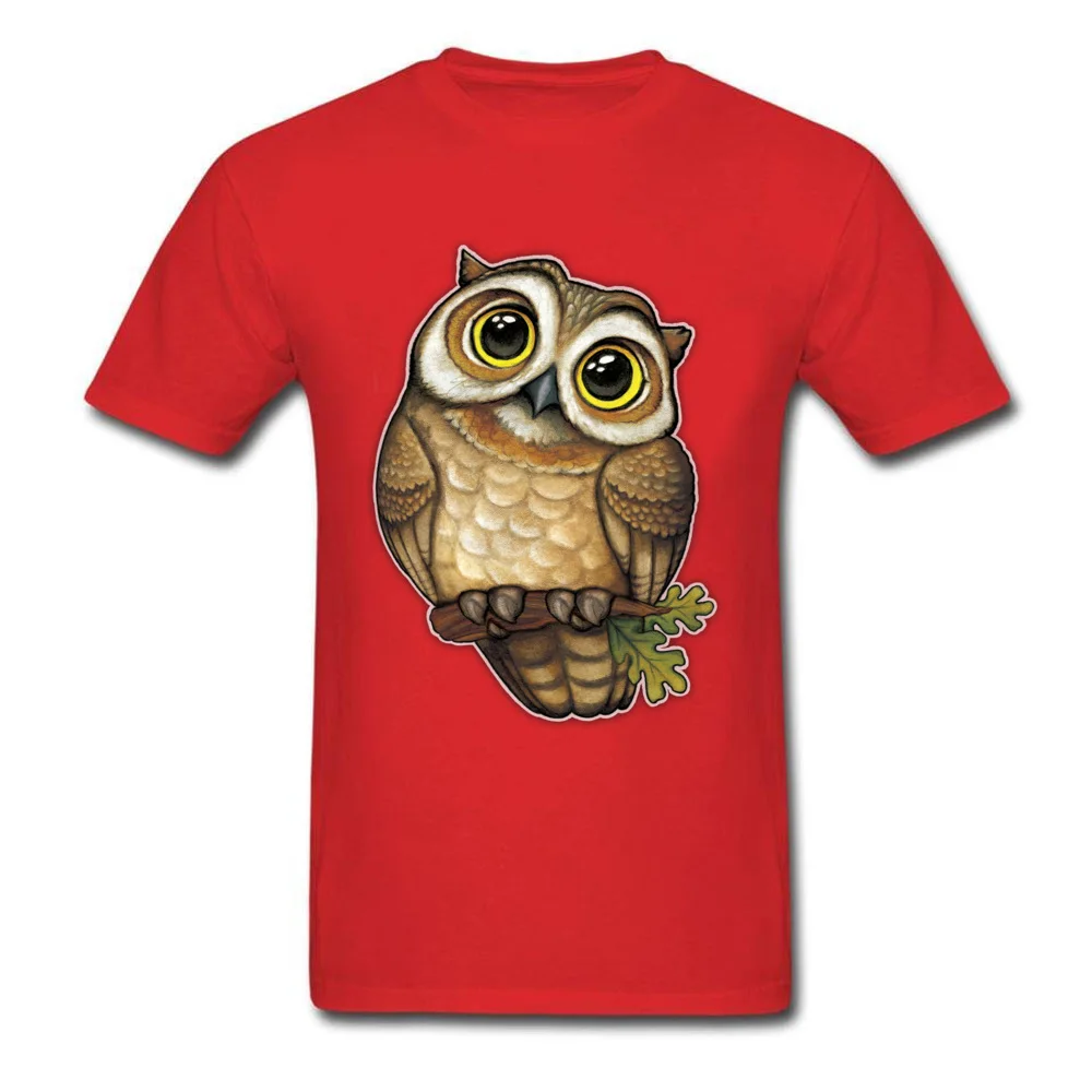 Golden Owl High Quality Men T Shirt Round Neck Short Sleeve 100% Cotton Fabric Tops Shirt Funny Tops T Shirt Drop Shipping Golden Owl red