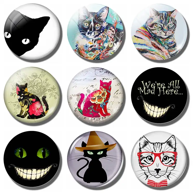 Peeping Black Cat 30 мм магнит на холодильник Черный кот любитель стекла кабошон магнитные стикеры на холодильник Note подсвечник, декоративные издел...