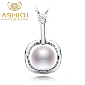 

ASHIQI Natural Freshwater Pearl Neckalce 925 Solid silver Pendant Fine Jewelry for women