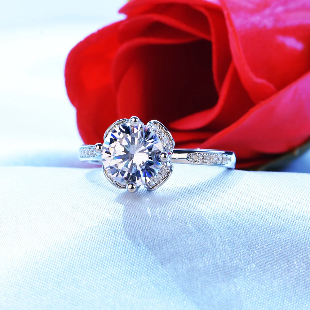

Eleple Flowers Elegant Women Rings Engagement Wedding ring cubic zirconia romantic Bijoux fashion jewelry DropShipping VSR058