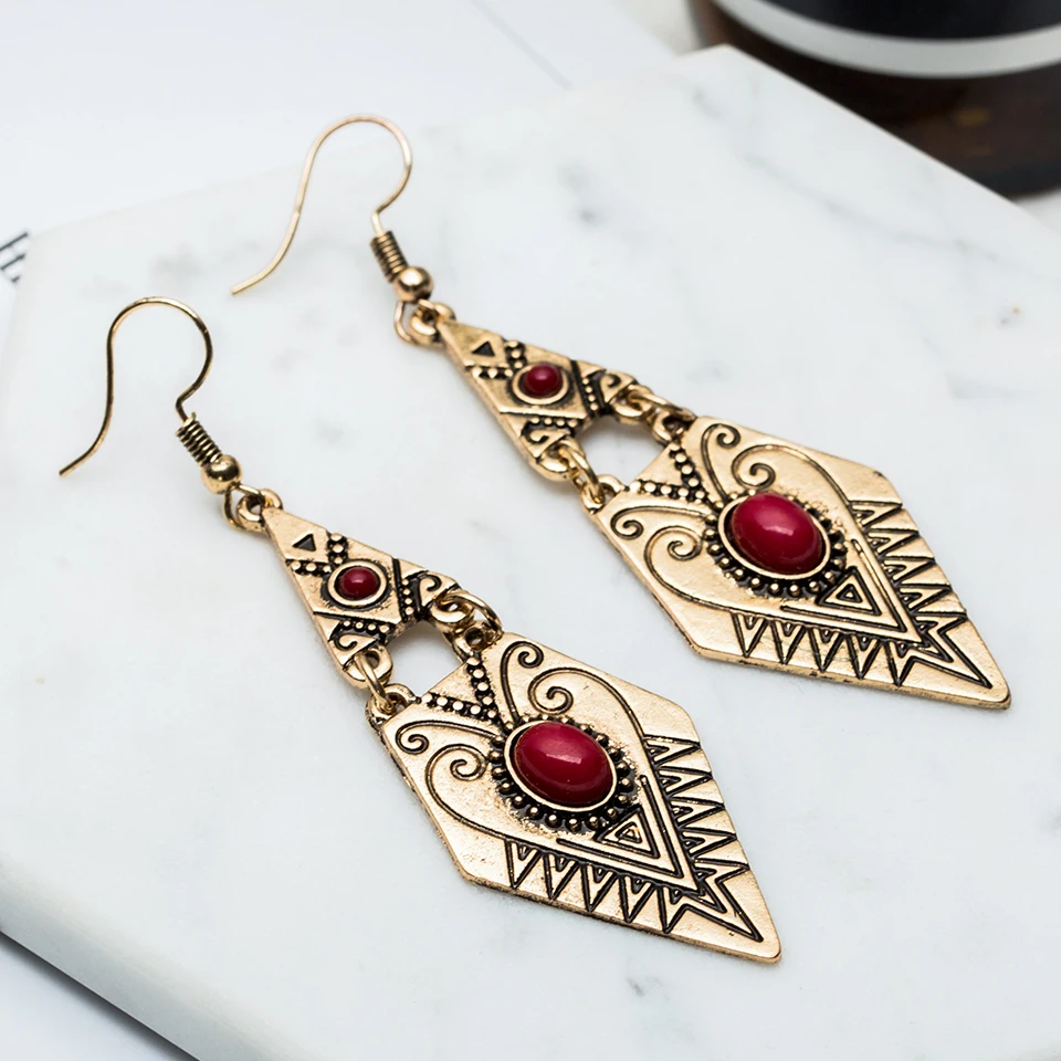 Fashion Drop Earrings for Women Golden and Silver Hanging Dangle Earrings with Nature Stone Women Wedding Jewelry Accessories