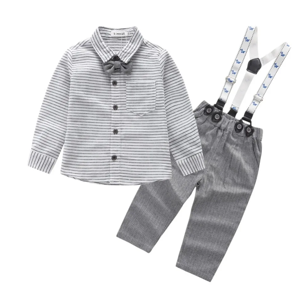 

2017 Summer Kids Clothing Sets Fashion Baby Boys Clothes Bow Tie Shirt+Bib Pants Baby Suit Clothes Set 2 pcs Overalls