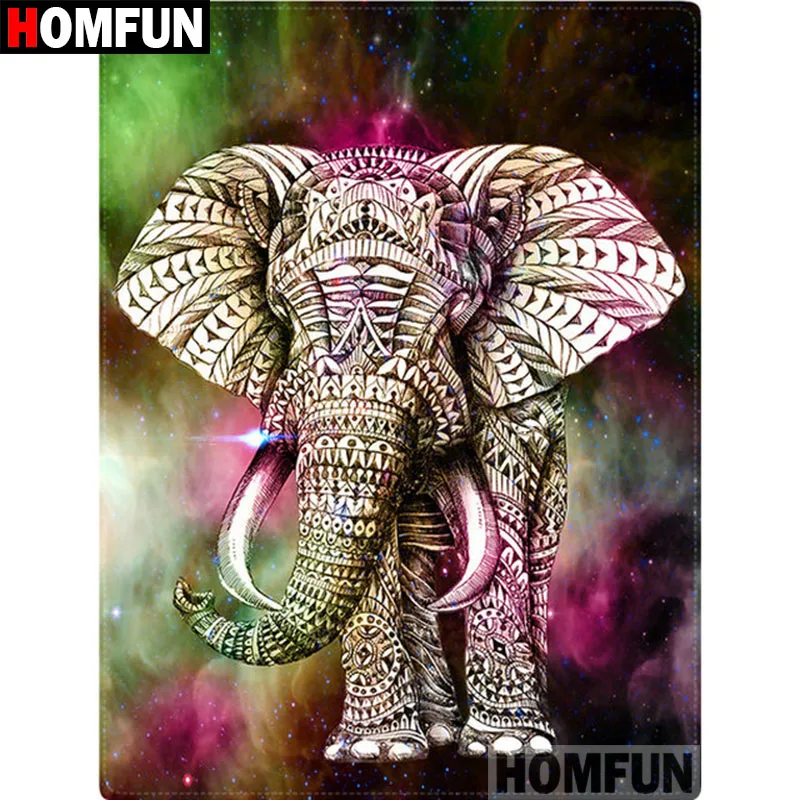 

HOMFUN 5D DIY Diamond Painting Full Square/Round Drill "Animal elephant" 3D Embroidery Cross Stitch gift Home Decor A00538