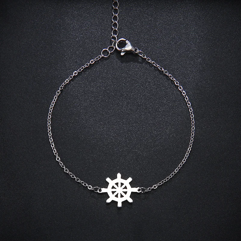 CACANA Stainless Steel Bracelet For Women Man Rudder Gold And Silver Color Pulseira Feminina Lover's Engagement Jewelry
