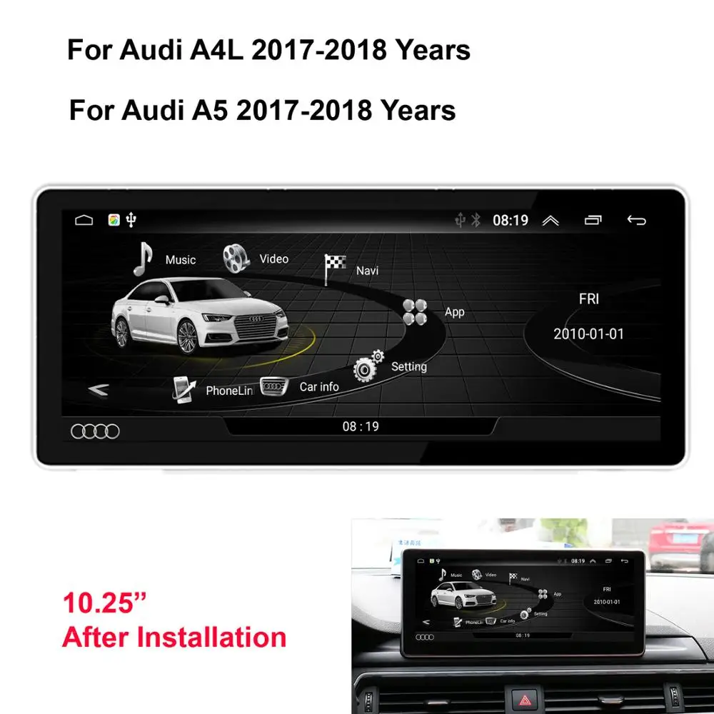 

HFCYJIA 10.25" Android 8.1 System Car GPS Navi For Audi A4L A5 2017-2018 Multimedia Player 2+32G RAM WIFI SWC IPS Touch Screen