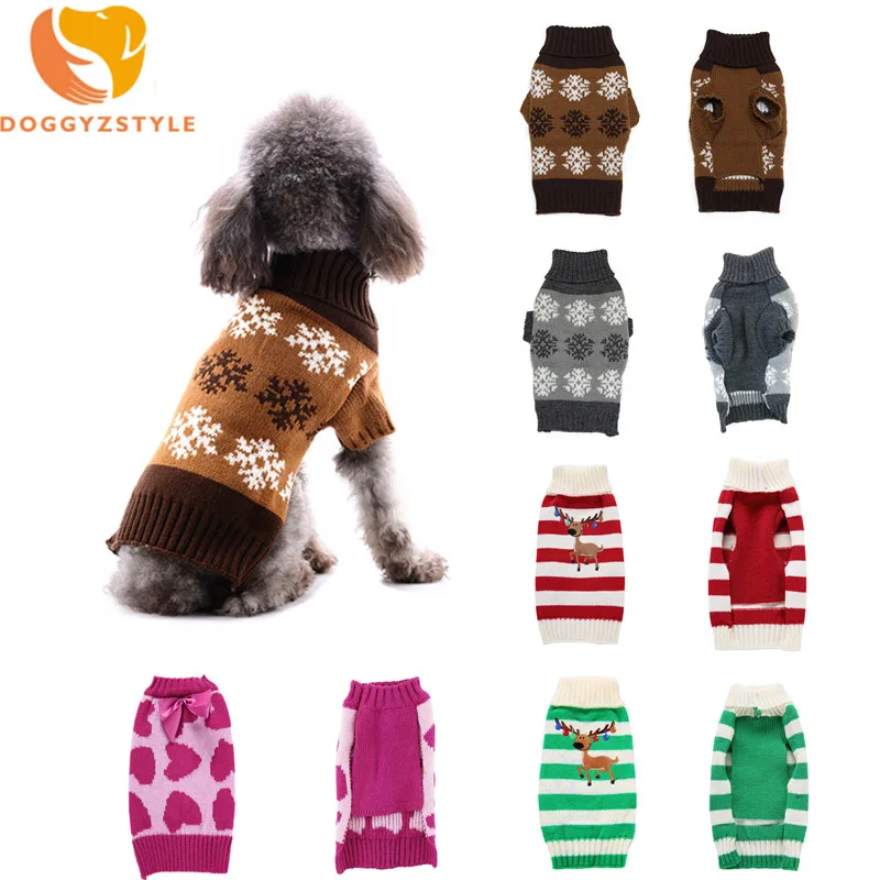 

DOGGYZSTYLE Xmas Lovely Puppy Pet Dog Sweater Knitted Coat Christmas Reindeer Design Clothes 5 Style Free Shipping
