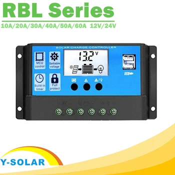 

Y-SOLAR PWM 60A 50A 40A 30A 20A 10A Solar Charge and Discharge Controller 12V 24V Auto LCD Solar Regulator with Dual USB 5V NEW