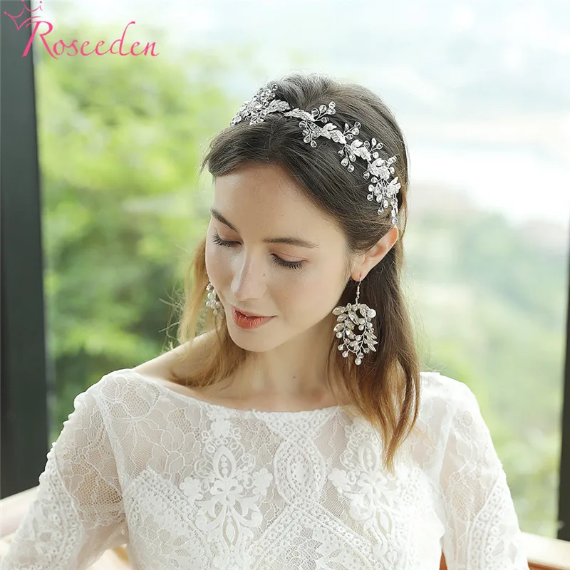 

Romantic Silver Crystal Leaves Handmade Wedding Drop Earrings Bridal Bride Bridesmaids Women Earrings Jewelry RE3434