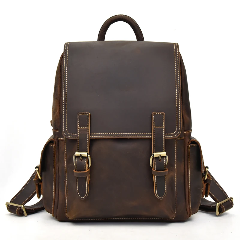 

Luufan Crazy Horse Leather Backpack Men Women Travelling Backpacks School Bagpack Genuine Leather Knapsack Young Fashion
