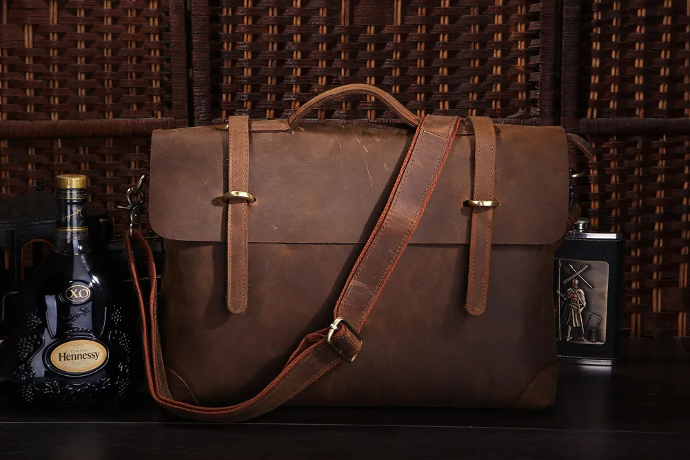 

PASTE free shipping Rare Genuine Cow Leather Men's Briefcase Laptop Handbag Messenger Bag 7082R