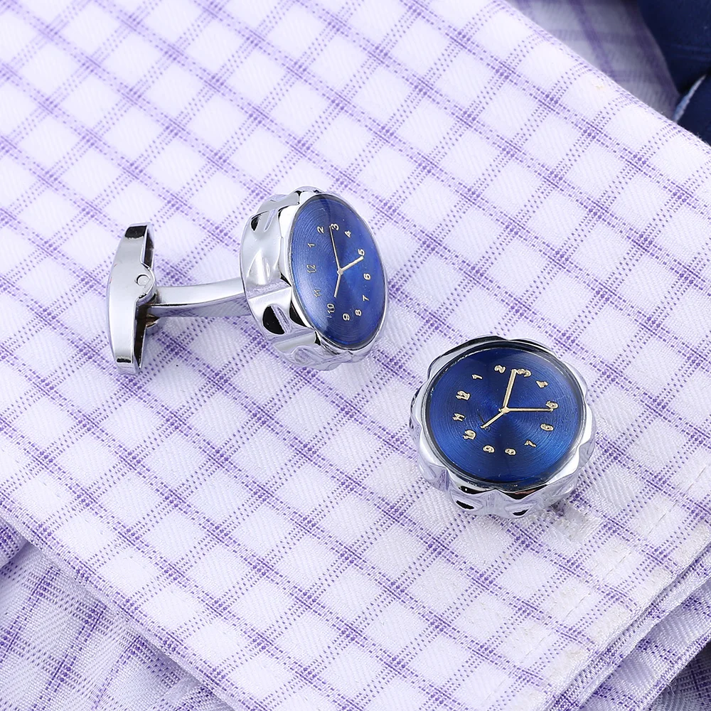 Новые мужские часы Sytle запонки синяя рубашка манжеты кнопки-звенья Медные