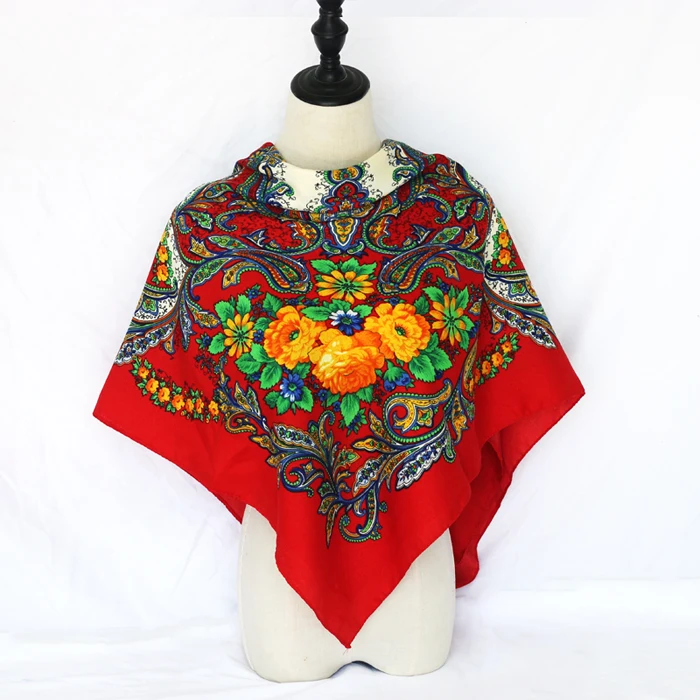 Big Square 120*120CM Twill Scarf Bohemia Ethnic Flowers Vintage Style Winter Autumn Muslim Woman Lady Scarf