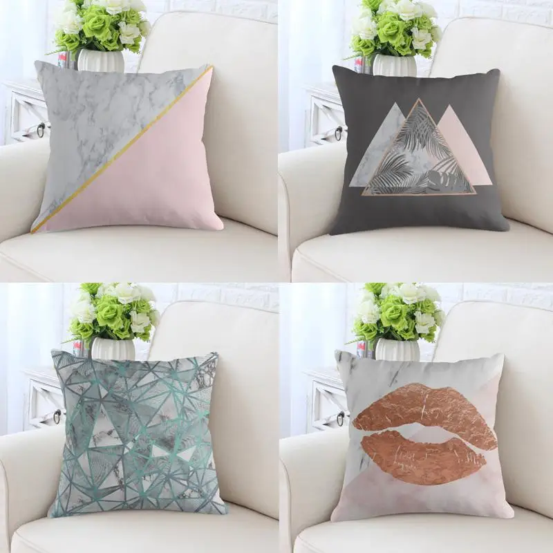 

Pop Socket Marble Pillow Popsocket White Pattern Decor Rose Gold Leaf Eyelashes Pink Geometric Triangle Cushion For Home Chair
