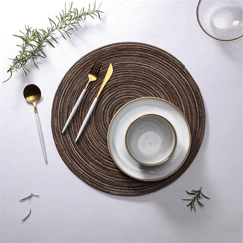 2019 table mat Ramie Insulation Pad Round placemat for Dining set de rond Kitchen Accessories Home Decoration Cup coaster | Дом и сад