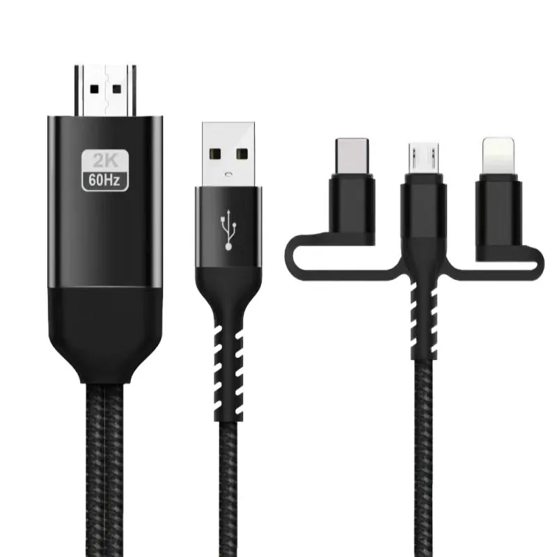 

Three-in-one HD video conversion cable for iPhone iPad Lighting Android Phone Micro USB Type C to HDMI FHD1080@60Hz
